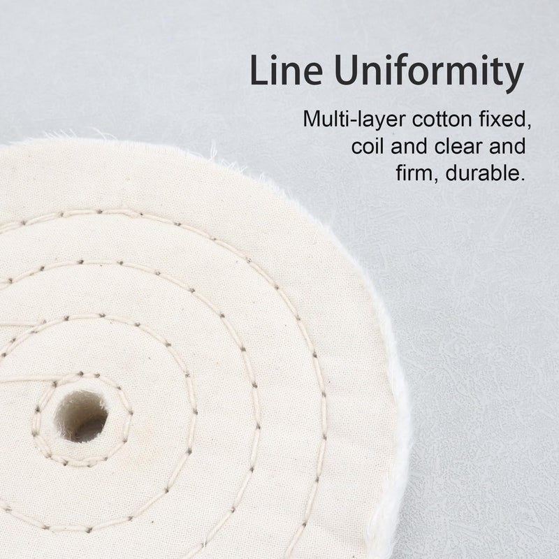 SCOTTCHEN Cotton Buffing Wheel 6 inch Extra Thick Spiral Sewn Polishing Pad for Bench Grinder Tool with 1/2" Arbor Hole(70 Ply) 1PCS - Image 3
